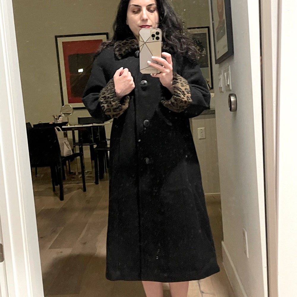 Winter trench coat faux fur lined